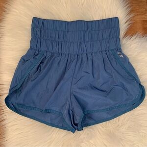 Free People Movement The Way Home Blue Lined Shorts Small Back Pocket